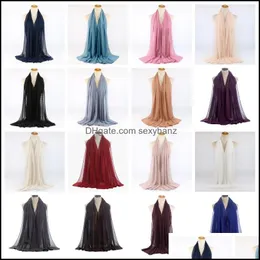 Bufandas Luxuey Pom Burbuja Gasa Hijab Bufanda Mujeres Chal largo Abrigo Musulmán Diadema Maxi Islámico Sjaal 180X70Cm 20211231 T2 Drop Deli Dhyql