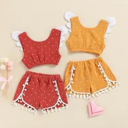 Clothing Sets Baby Girls Summer Clothes Dot Print Sleeveless Tank Tops Cropped And Casual Shorts With Cotton Ball Set