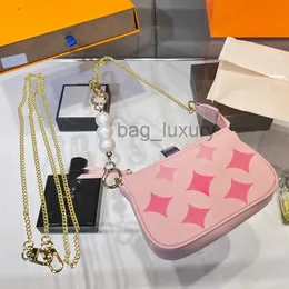 Designer bag Luxurys Women Mini Bags Handbag Wallet Imprint fiower 2 Golden Chains With Pearl Bag Genuine Leather Messenger Ladies Wallets Purse 15x10cm