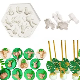 Backformen, Dschungel-Safari-Tier-Silikon-Kuchenform, 3D-Safari-Tierform, Fondant-Kuchen-Mousse-Backform für Geburtstagsparty, Babyparty, 220901
