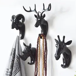 Cobe kancaları duvar asılı kanca vintage geyik başlık asma giysiler için asma şapka fular anahtar geyik boynuzları askı raf duvar dekorasyonu 220901