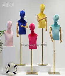 Fashionable Full Body Mannequins Red Color Linen Fabric Child Dummy kids mannequins Clothing Store Children's Model Props Display Stand for Clothes Displays