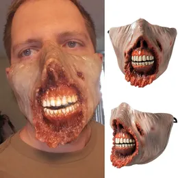 أقنعة الحفلات رعب Zombie Mask Cosplay Creppy Biochemical Half Face Thriller Rotten Monster Latex Halloween Props 220901