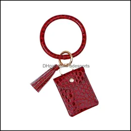 Party Favor Crocodile Mönster Armband Keychain Tassels Leatherwear Coin Purse MTI Card Cards väska Keyring Accessories 11 5JM E2 Drop DHWWB