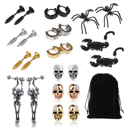 스터드 할로윈 장식 할로윈 의상 여성 3D 소름 끼치는 검은 거미 귀이 귀걸이 할로윈 파티 DIY 220901