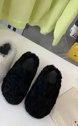 Slippers High end quality new round head woolen slippers for autumn winter 2021 with thick soles one foot higher than the other and Baotou