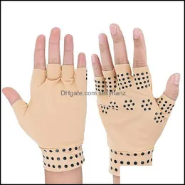 Fingerless Gloves Magnetic Therapy Arthritis Glove Fingerless Gloves Pain Relief Heal Joints Braces Supports Health Care Tools Drop D Dh6U2