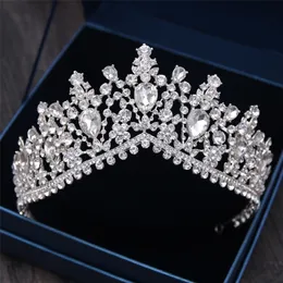 Wedding Hair Jewelry Luksusowa nałóg ślubna korona barokowa srebrna kryształowa kryształowy diadem na opaski na głowę akcesoria 220831