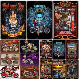 Metal Painting Motorcycle Garage Metal Signs Plaque Retro Vintage Metal Tin Plate Garage Car Repair Motor Club Man Cave Wall Sign Decoration T220829