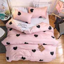 Bedding sets Nordic Style Pink Heart Bedding Set Cover Cute Bed Linens Duvet Cover Sheets and Pillowcases Queen King Size Home Textile Sets 220901