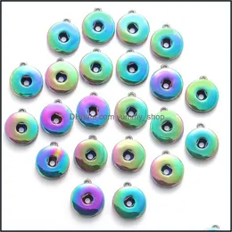 Charms Dazzle Colour 18Mm Noosa Chunks Base Pendant For Necklace Bracelets Diy Jewelry Accessory Interchangeable Ginger Snaps Buttons Dhuz2