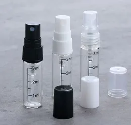 Garrafa de vidro de mini perfume port￡til preto branco de 3 ml com escala garrafas de cosm￩ticos vazios amostras de frascos finos