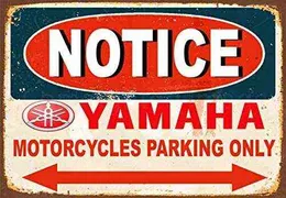 Pintura de metal Aviso Yamaha Motorcycles Somente estacionamento para lata de lata de metal decoração de placa de parede T220829