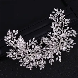 Wedding Hair Jewelry Luxury Handmade Double Combs Bridal Headbands Tiara Accessories Floral Crystal Comb band 220831