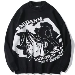 Maglioni da uomo Hip Hop Streetwear Harajuku Maglione da uomo Autunno cotone sciolto vintage retrò stile giapponese Anime Girl pullover lavorato a maglia 220831