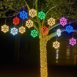 Cuerdas Copo de nieve Lámpara colgante LED Iluminación navideña Árbol de Navidad / decoración de jardín Luces decorativas al aire libre Boda festiva