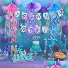 Other Event Party Supplies Mermaid Party Hanging Jellyfish Ornament Paper Garland Banner Little Decoration Supplies Ki Homeindustry Dhony