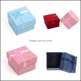 Storage Boxes Bins Cute Womens Jewelry Box Exquisite Mticolour Bow Square Paper Ornaments Storage Container Party Gift Boxes New Arr Dhiu5