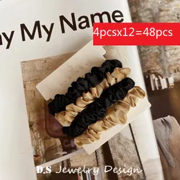 48pcs satynowe elastyczne opaski do włosów wygodne jedwabne włosy hair scrunchie