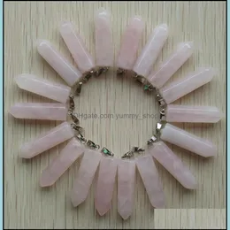 Charms Natural Pink Roses Quartz Stone Reiki Pillar Charms Pendum Pendants For Necklace Jewelry Making Drop Delivery 2021 Findings Co Dhran
