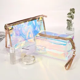 Clear Beauty Cosmetic Bag Waterproof PVC Laser Makeup Bag for Women Travel Pencil Cases Organizer Toiletry