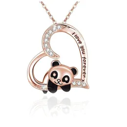 12 Stücke Mode Neue Herz Strass Emaille Panda Anhänger Halskette Für Frauen Geschenk Schmuck