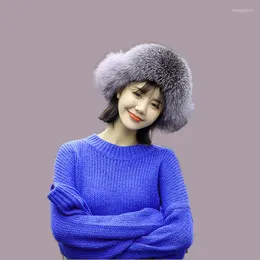 Beretti lussuosi cappello di pelliccia autentico di alta qualità da donna Protect a orecchio da donna Cap Lei Feng Raccod Inverno Cappelli casual invernali