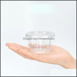 Disposable Dinnerware New 150Ml/5Oz Disposable Pudding Cups With Lid Clear Plastic Dessert Jelly Sauce Yogurt Box Bowl For Party Drop Dhx3D