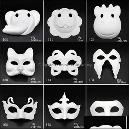 Festmasker makeup dans vita masker embryo mod diy målning handgjorda mask pp djur halloween festival party papper ansikte droppe dhrvk