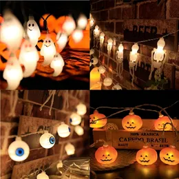 Andere Event-Party-Zubehör, 15 m, 10 LEDs, Halloween-Lichterkette, Spinnenschädel, Kürbislampe, Ornament, Halloween-Dekorationen für Zuhause, Horrorhaus, Hängelampen 220901