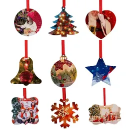 DIY Christmas Pendant Sublimation Blank Snowflake Bells Heat Transfer Christmas Ornaments Decoration SN4671