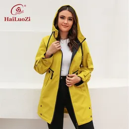 Chaquetas para mujer HaiLuoZi Abrigo para mujer Primavera de longitud media Cortavientos informal Alta calidad Mujer Trench Hood Tallas grandes Ropa de mujer 9352 220902