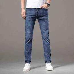 Herr sommar jeans koreanska smala fit fötter elastiska high-end varumärke långa pantsp5bz