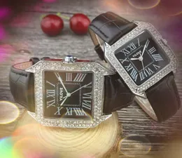 Famous Classic Lovers Designer Relógio Crystal Diamonds Ring Man Men Watches Roman Square Dial Man Relógio Relógio Masculino Presente Strato Orologia Di Lusso Tabela