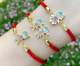 Jewelry Bracelets Strands Red rope boy girl multicolor crystal micro pave cz zircon cubic zirconia Bracelet Adjustable silicone Snake Chain a3w4h
