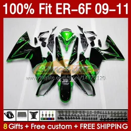 Wtryskowe Fairings Fairings Zestaw Kawasaki Ninja 650R ER 6 F 650 R ER6 F 09-11 Bodywork 149NO.0 ER-6 F ER 6F ER-6F 09 10 11 Body 650-R 2009 2011 OEM Fairing Green Black