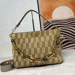 Luxury Designer Chain Axillary Bag Alligator Crossbody Shoulder Bags Women Flap Handbag Purse Canvas ￤kta l￤der Klassiska bokst￤ver 3 remmar Stor kapacitet