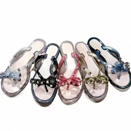 2022 Slippers designer Womens Sandals Slide Luxury Rubber Shoes Willow Studded Bows Flip Flops Jelly Sandal Beach Outdoor