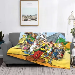 ブランケットAsterix Obelix Adventure Mangaブランケットフランネルの装飾は、ポータブルホームベッドスプレッドを見せます