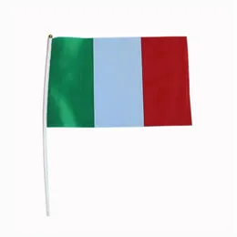 Hele handvlag met plastic paal ronde kop 14 21 cm Itali￫ land vlag promotie vlag in klein formaat 100pcs lot285e