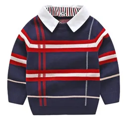 Menino de outono da primavera Cardigan suéter de malha listrado suéter infantil infantil de manga longa pullover infantil moda suétera roupas