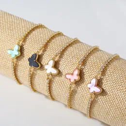 Animal Butterfly Charm Armband Fashion Design Crystal Rhinestone Tennis Chain Bangles For Women Gold Plated Copper Armband Christmas Party Jewets Gifts