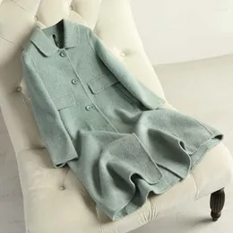 Women's Wool Women's Blends Overcoat 2022 visar en smal koreansk version av den mittlånga nollkashmiren Twill Anti-Season dockkrage