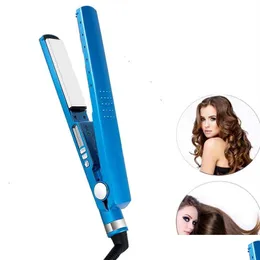 Haarbürsten Nano Titan Haarglätter Curler Flaches Eisen LCD-Werkzeug für Salon Styling Schnelle Erwärmung Pinsel Wand3025 Drop Lieferung DHNAC