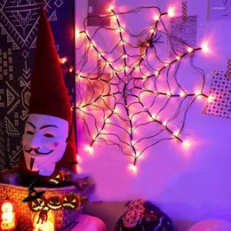 Strings Thrisdar 70LED Halloween LED Mesh Net Light Orange Purple Spider Web Waterproof For Scary Decor