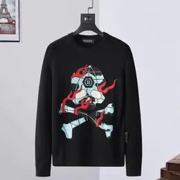 Plein Bear Men's Seaters Pullover LS Intarsia Skull PP Mens Seaters Long Sleaves Letter