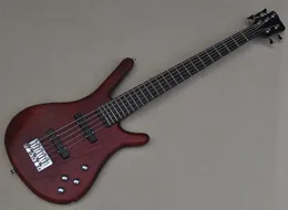 5 Strings Dark Red Electric Bass Guitar with Chrome Hardware Bolt-on Neck Can be customized