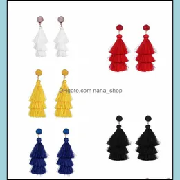 Charm Colorf Layered Tassel Earrings Bohemian Dangle Drop For Women Girls Tiered Druzy Stud Gifts Leverans 2021 Jewelry Dhseller2010 Dhuo4