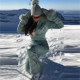 Kobiety Jumpsuits Rompers Onepiece Ski Suit Kobiet Snow Clainalls Mountain Ski Polar Scossuit Super ciepłe zimowe spodnie kurtki narciarskie oddychające garnitur śnieżny 220902