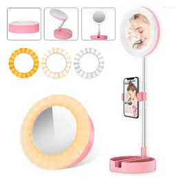 Specchi compatti Specchio per trucco Lampada per selfie con luce ad anello a LED con clip per telefono per supporto video Youtube Vanità dimmerabile